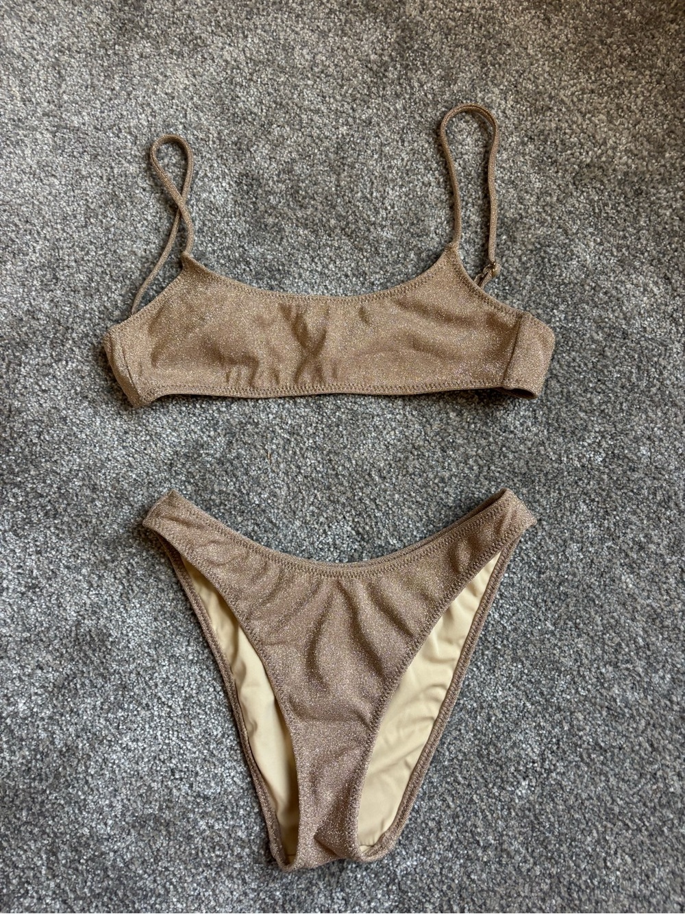La Hearts Metallic Tan Bikini Top